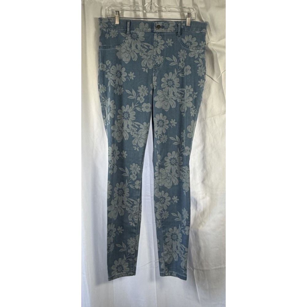 Time And Tru Women's High Rise Jeggings Pants Stretch Floral Denim L(12-14)